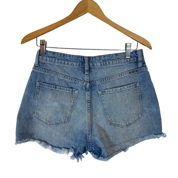 Kancan Medium Wash High Rise Distressed Hem Shorts - Picture 6 of 9